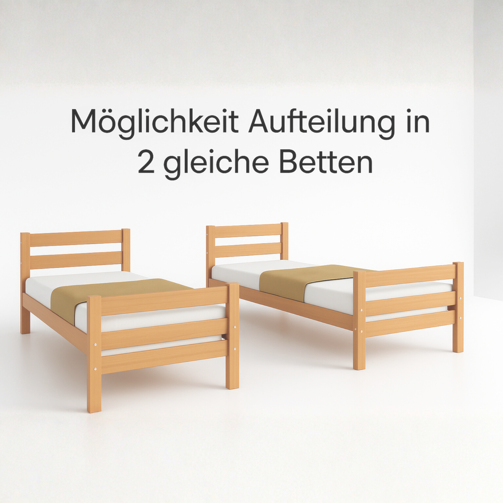 StrongBunk® Etagenbett / Stockbett Natur Buche massiv Vollholz 90 x 200 - Natur