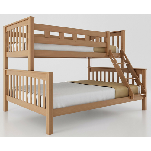 Etagenbett / Stockbett 140x200 / 90x200 Natur  Buche massiv Vollholz- Natur FamilyBunk®