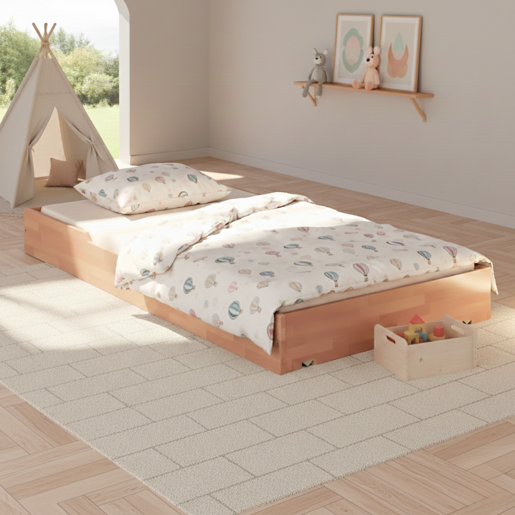 Bettkasten Schublade Natur Buche Massiv 90x190