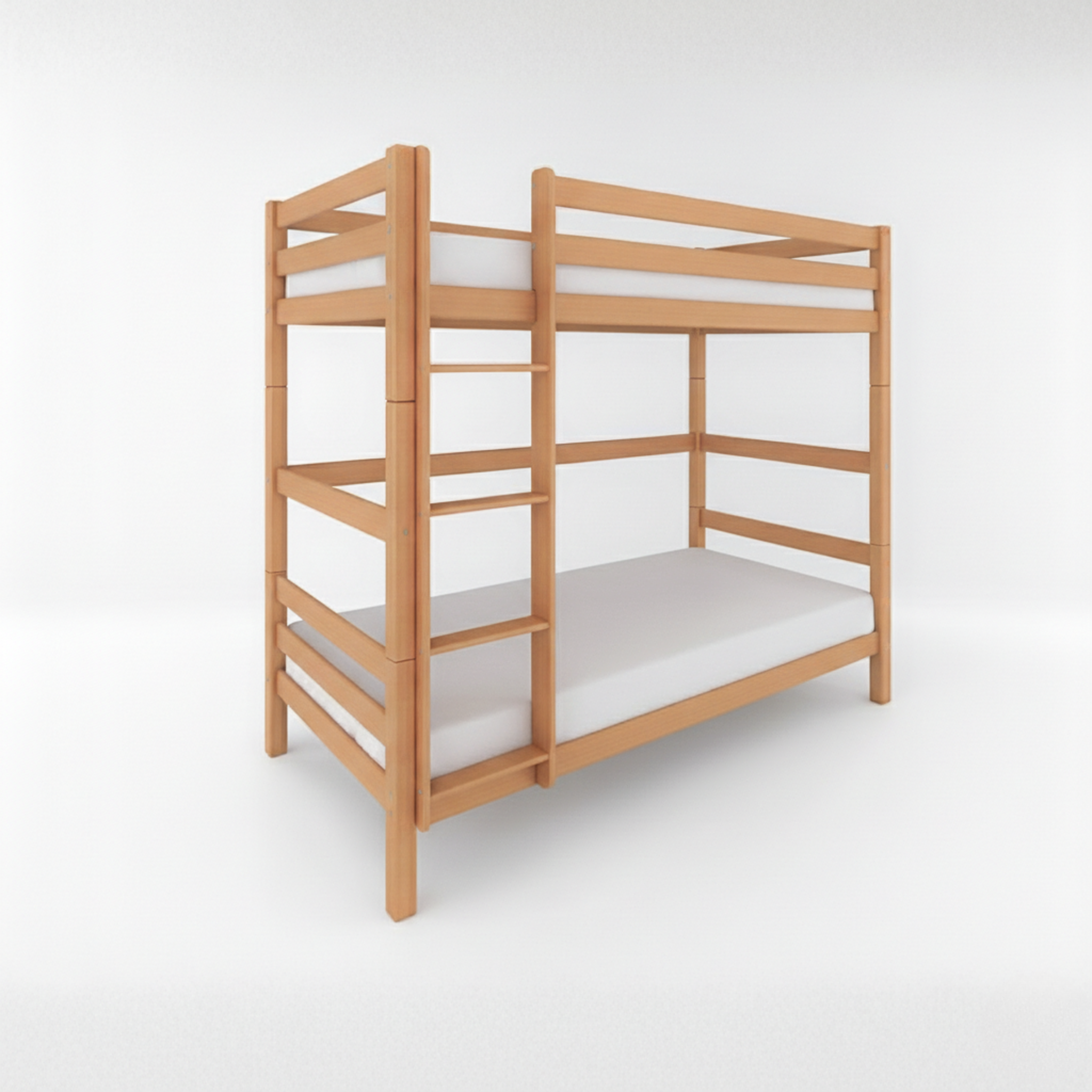 StrongBunk® Hoch Etagenbett / Stockbett Buche massiv Vollholz 90 x 200 - Natur