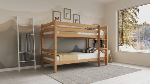 Etagenbett / Stockbett Natur Buche massiv Vollholz 90 x 200 - Natur StrongBunk®