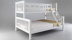 Etagenbett / Stockbett 140x200 / 90x200 Natur Buche massiv Vollholz– Weiß FamilyBunk®