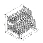 Etagenbett / Stockbett 140x200 / 90x200 Natur Buche massiv Vollholz– Weiß FamilyBunk®