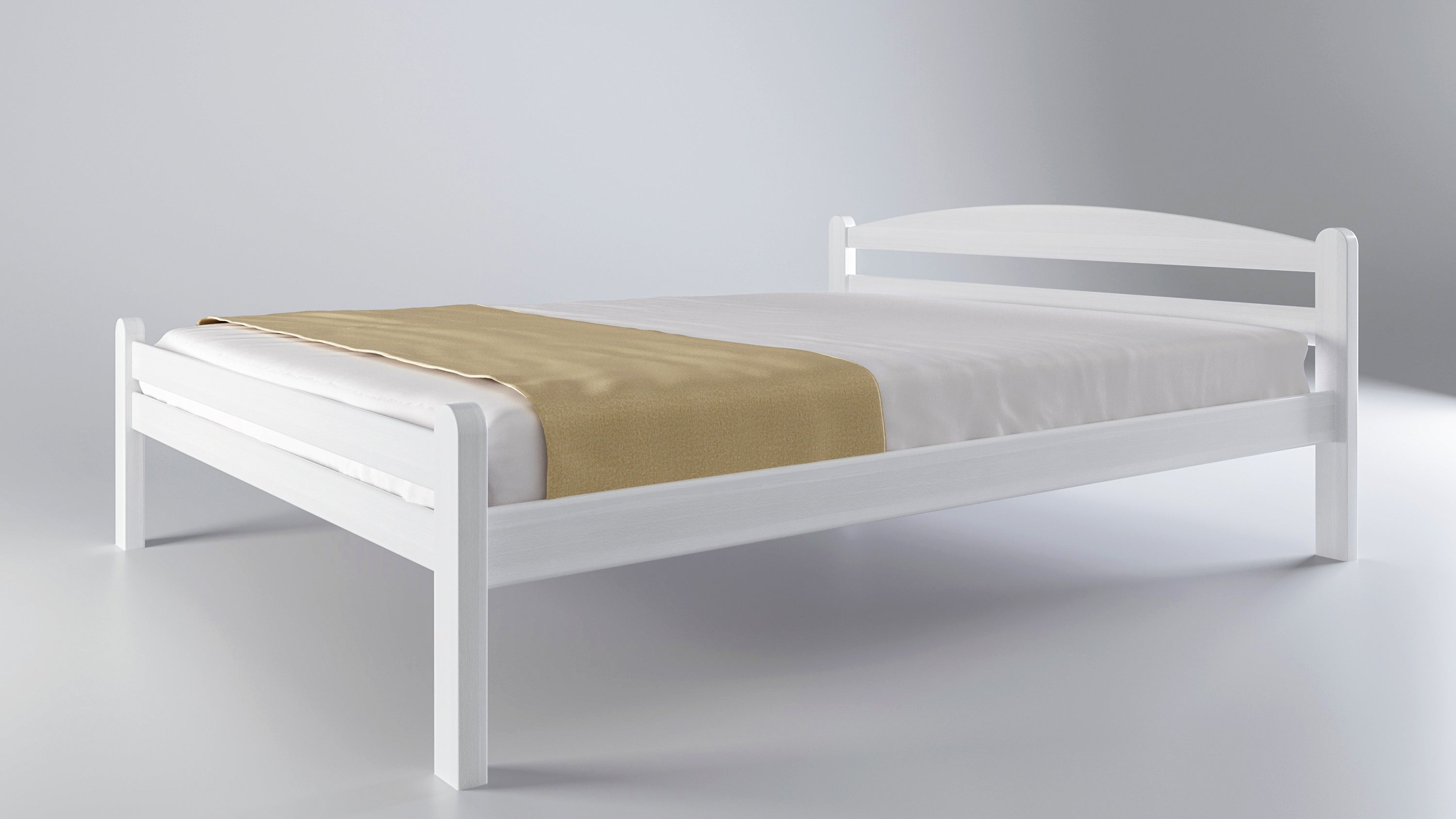 SolidBase® Natur Massivbuche Bett – Weiß