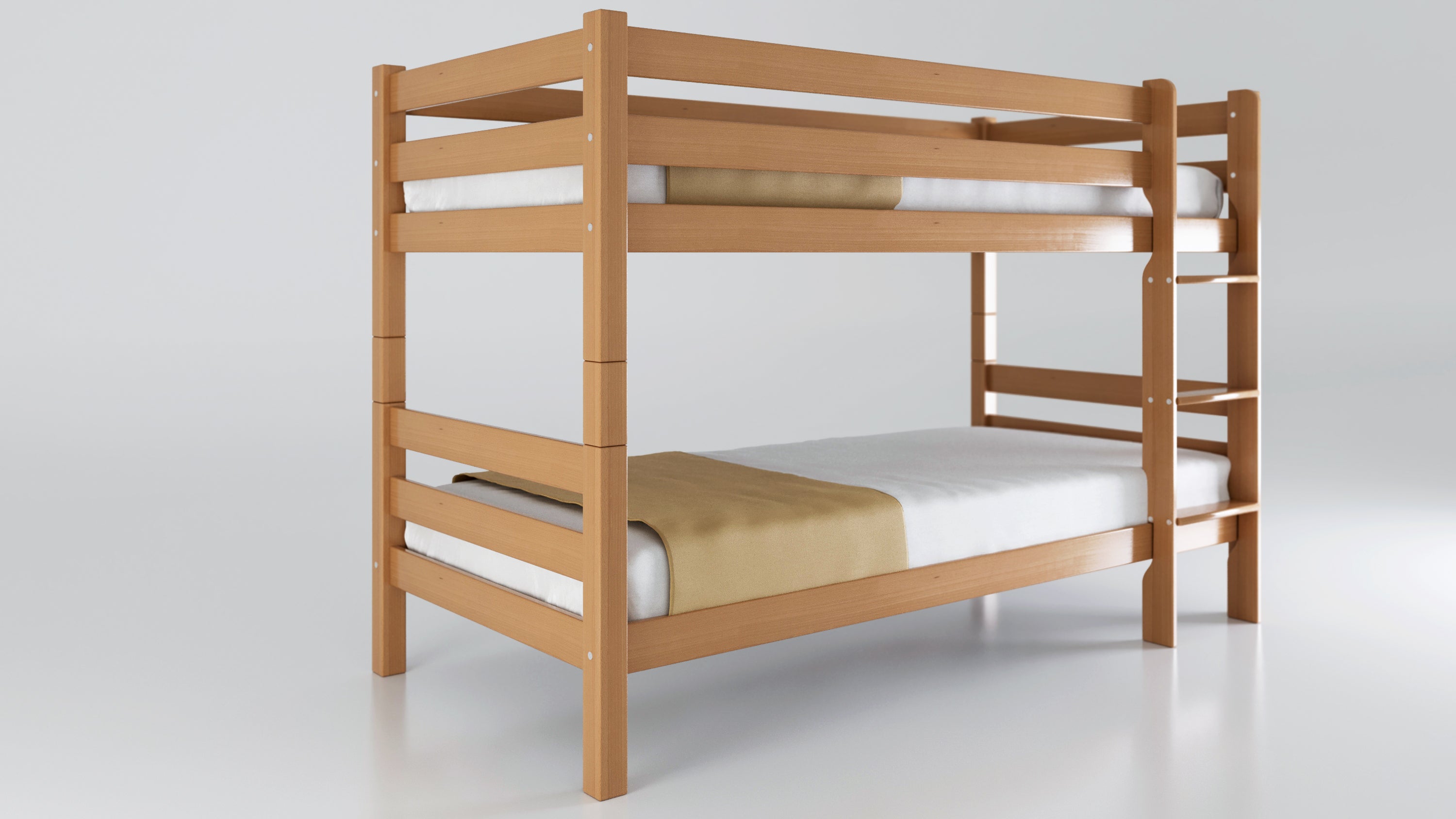 Etagenbett / Stockbett Natur Buche massiv Vollholz 90 x 200 - Natur StrongBunk®