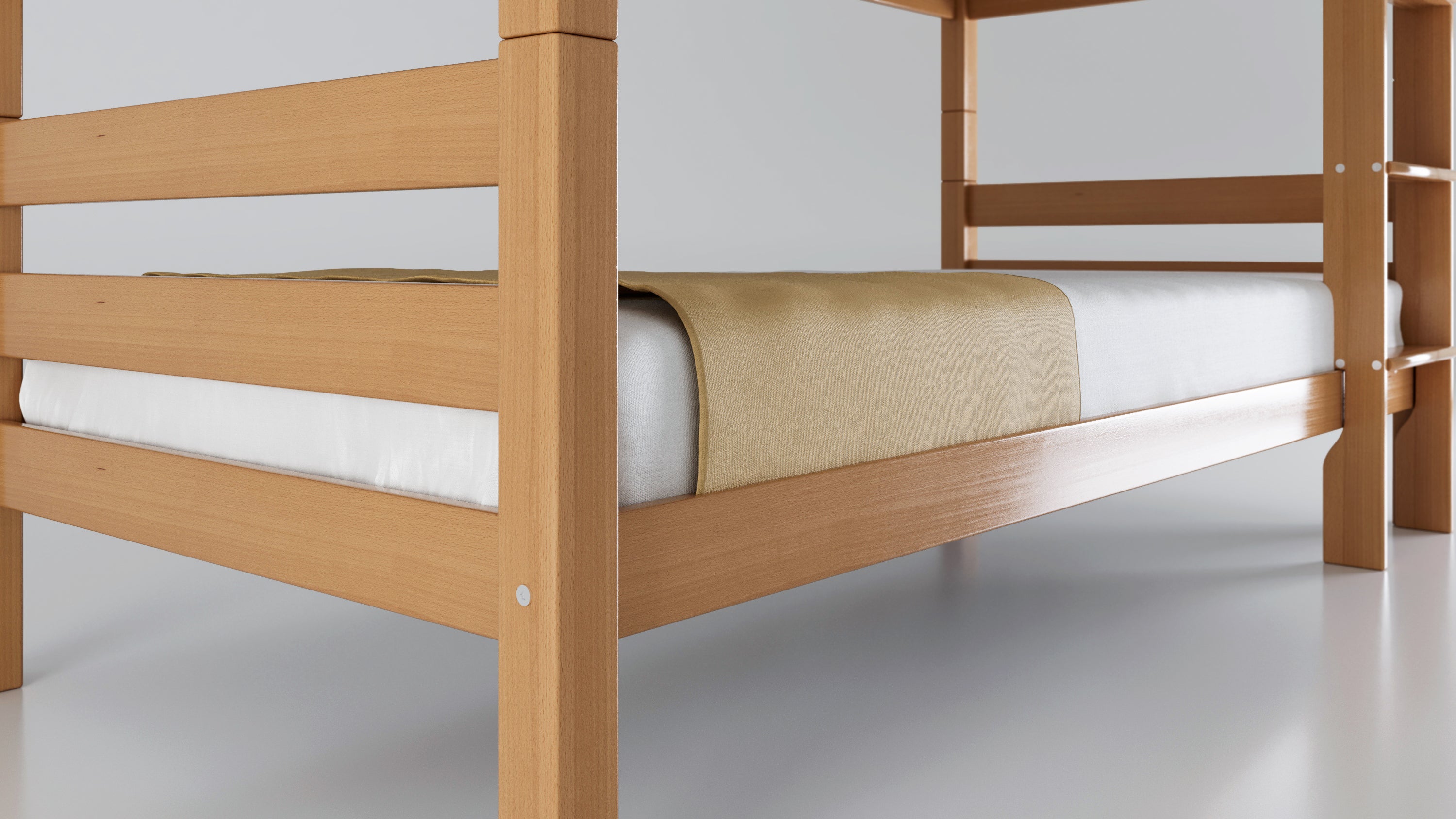 Etagenbett / Stockbett Natur Buche massiv Vollholz 90 x 200 - Natur StrongBunk®