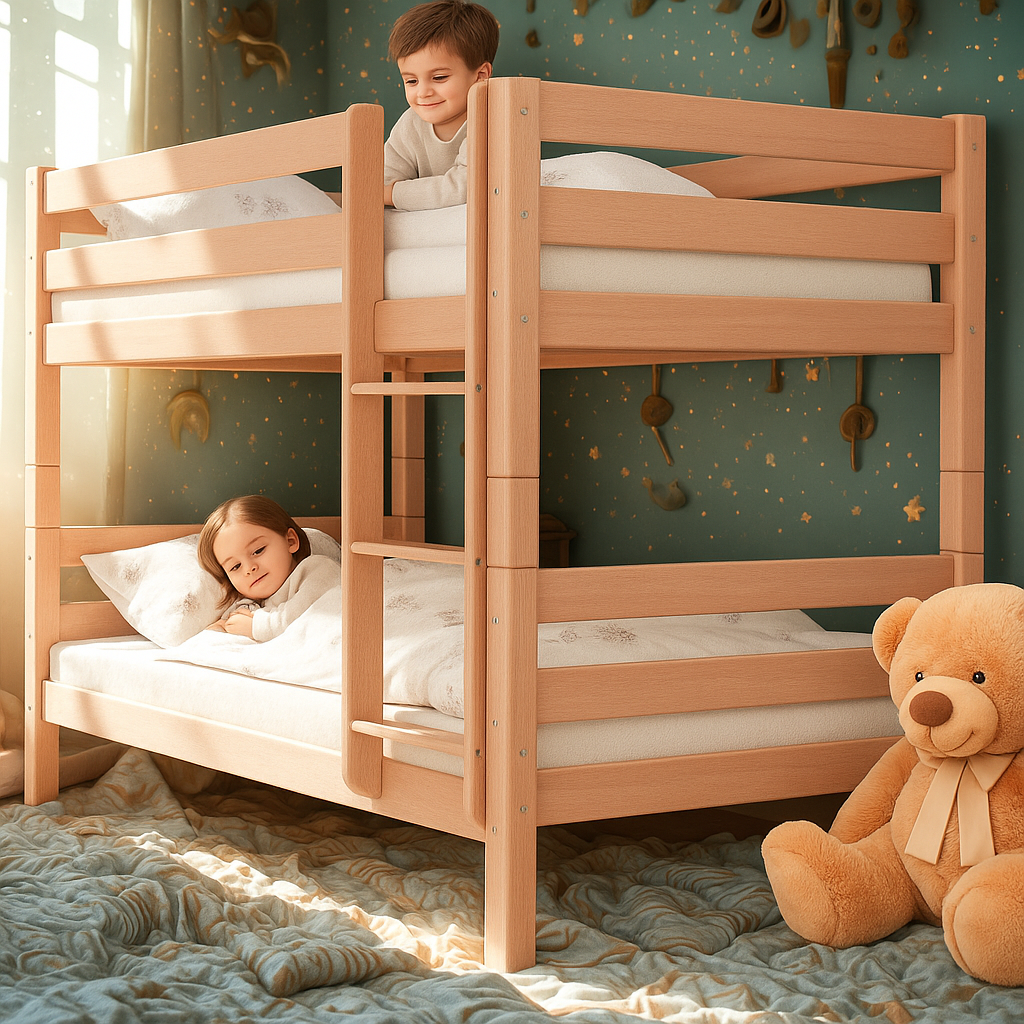 StrongBunk® Etagenbett / Stockbett Natur Buche massiv Vollholz 90 x 200 - Natur