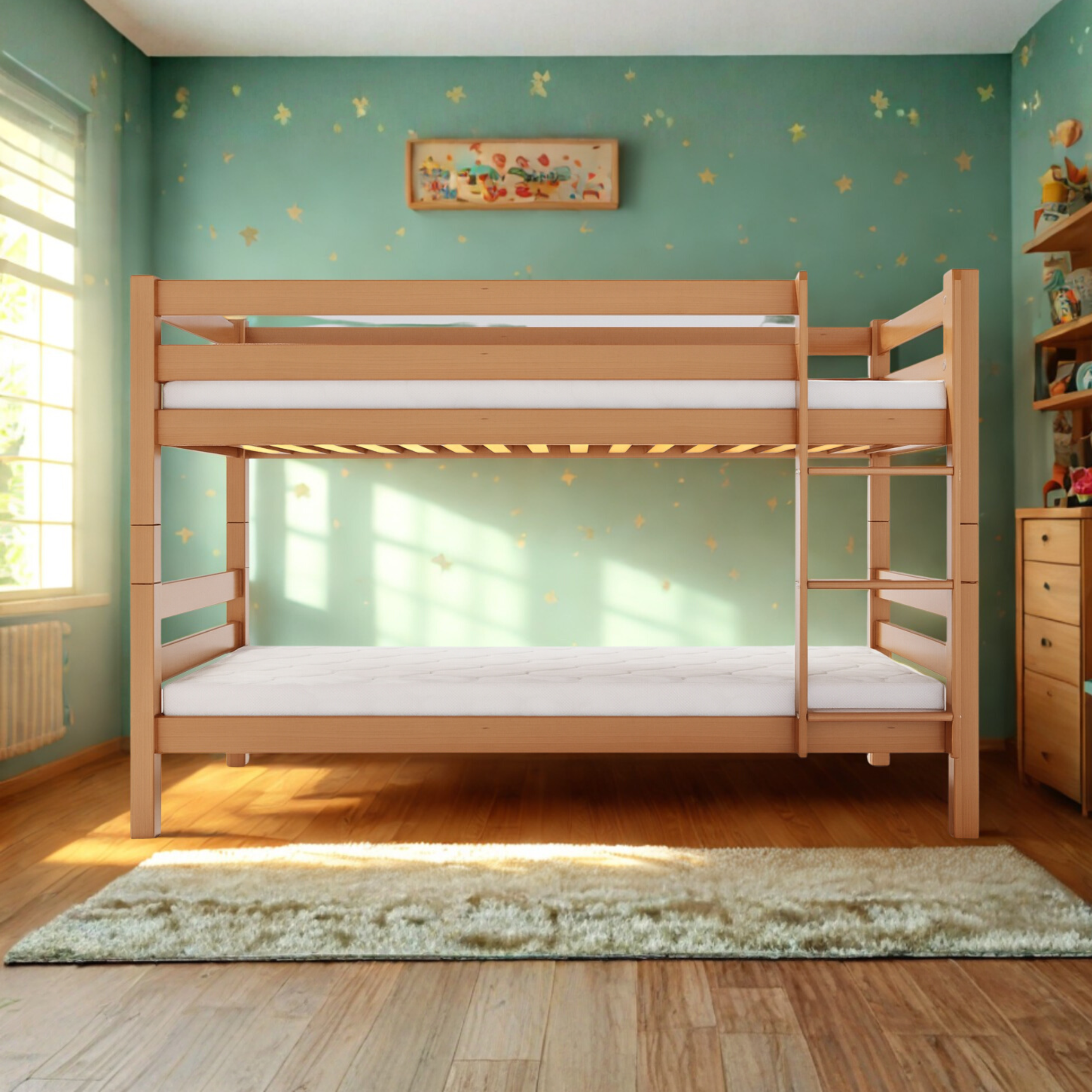 StrongBunk® Etagenbett / Stockbett Natur Buche massiv Vollholz 90 x 200 - Natur
