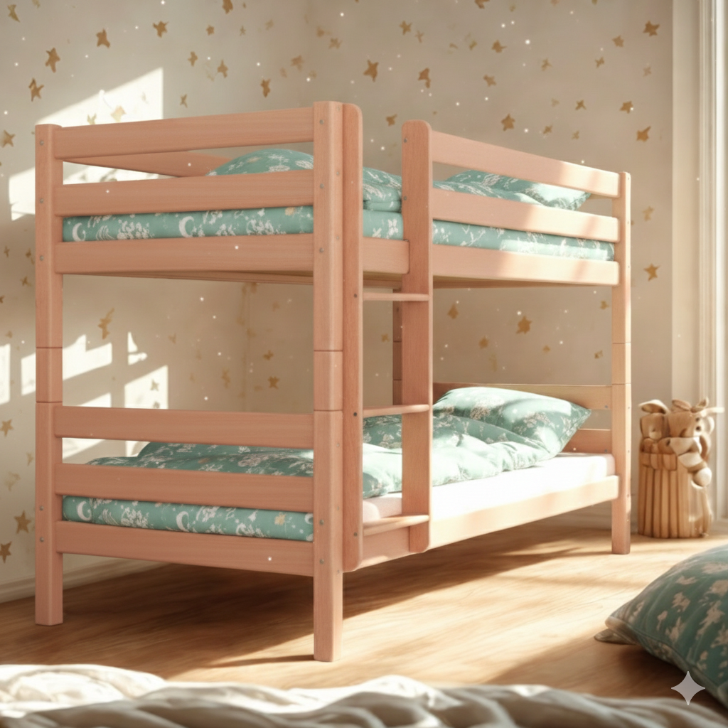 StrongBunk® Etagenbett / Stockbett Natur Buche massiv Vollholz 90 x 200 - Natur