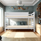 StrongBunk® Etagenbett / Stockbett Natur Buche massiv Vollholz 90 x 200 – Weiß