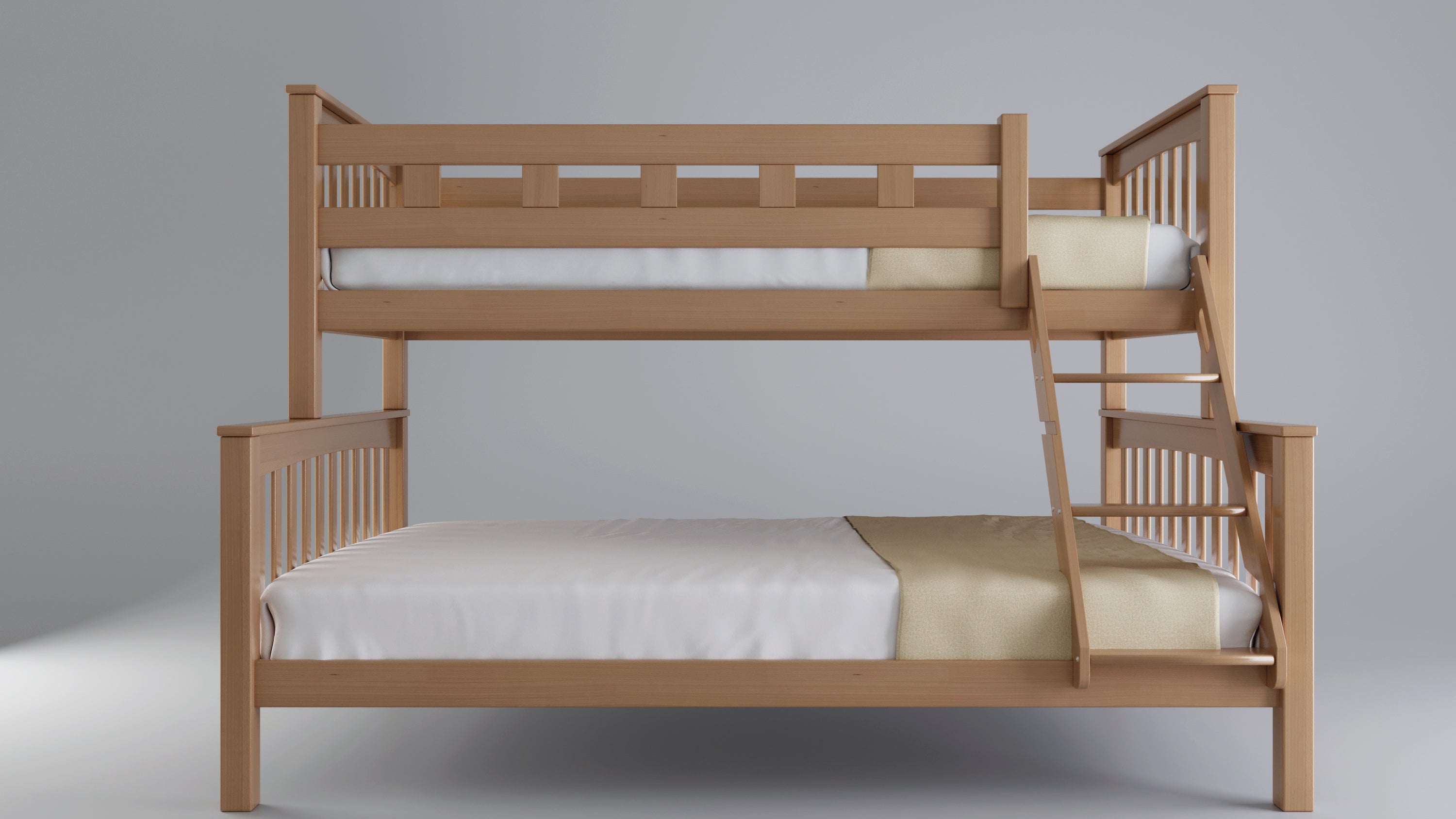 Etagenbett / Stockbett 140x200 / 90x200 Natur  Buche massiv Vollholz- Natur FamilyBunk®